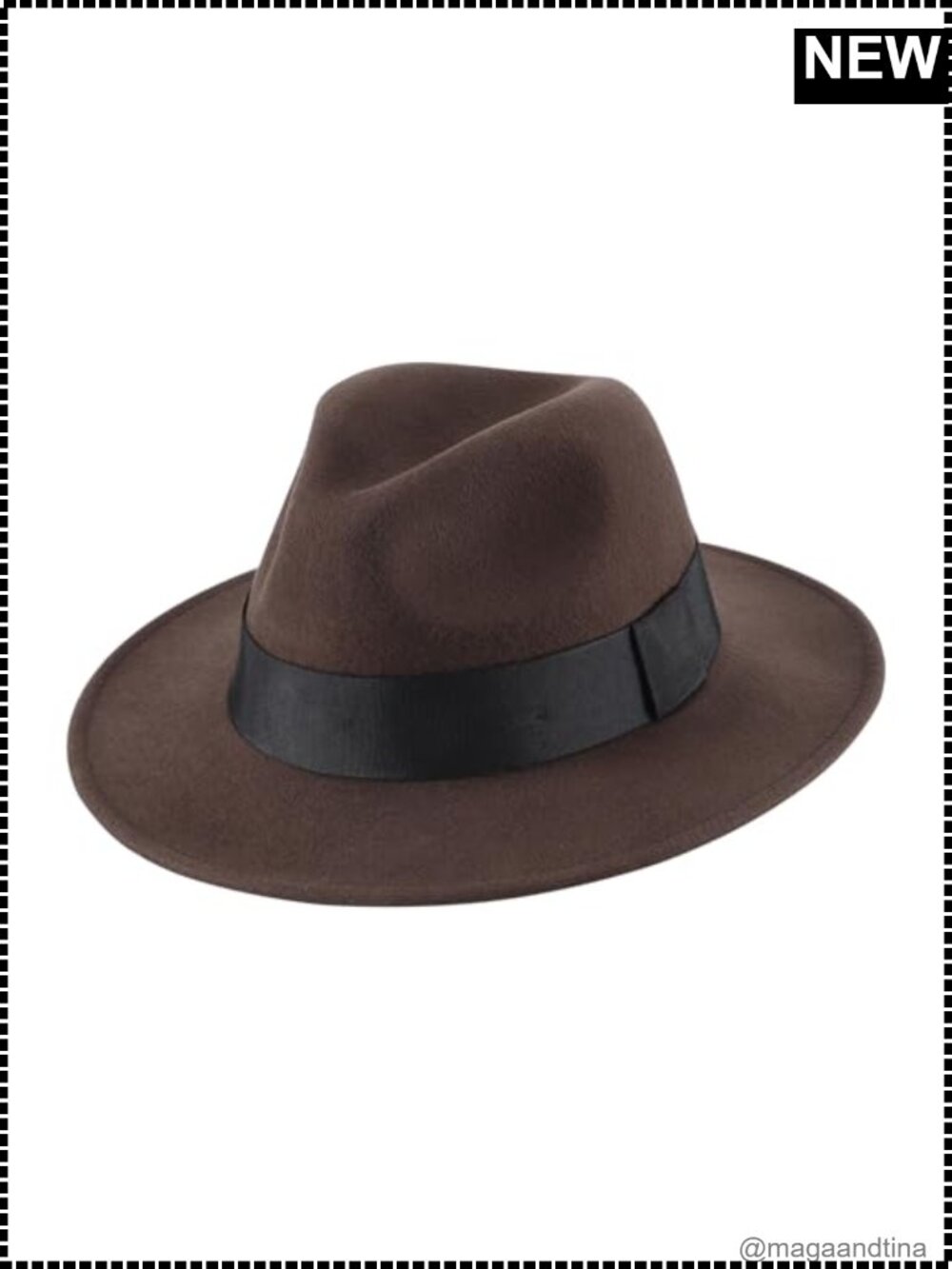 Wool Fedora Hat Wide Brim Panama Adjustable Band Unisex